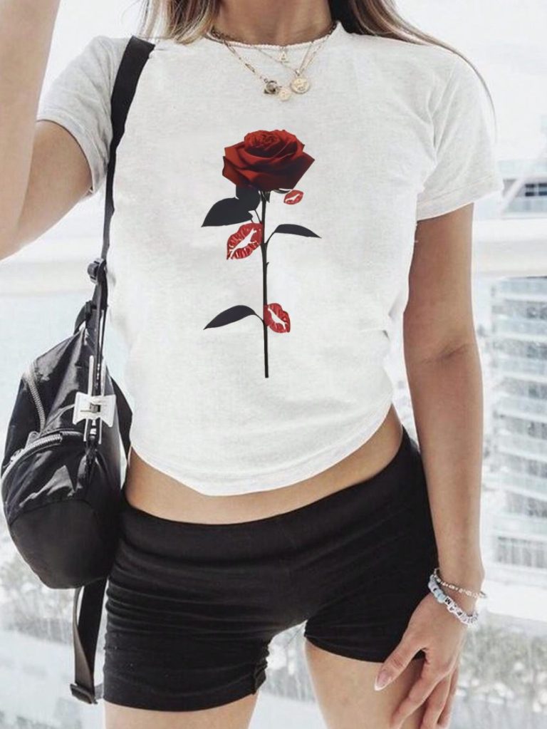 Red Floral Print Tee