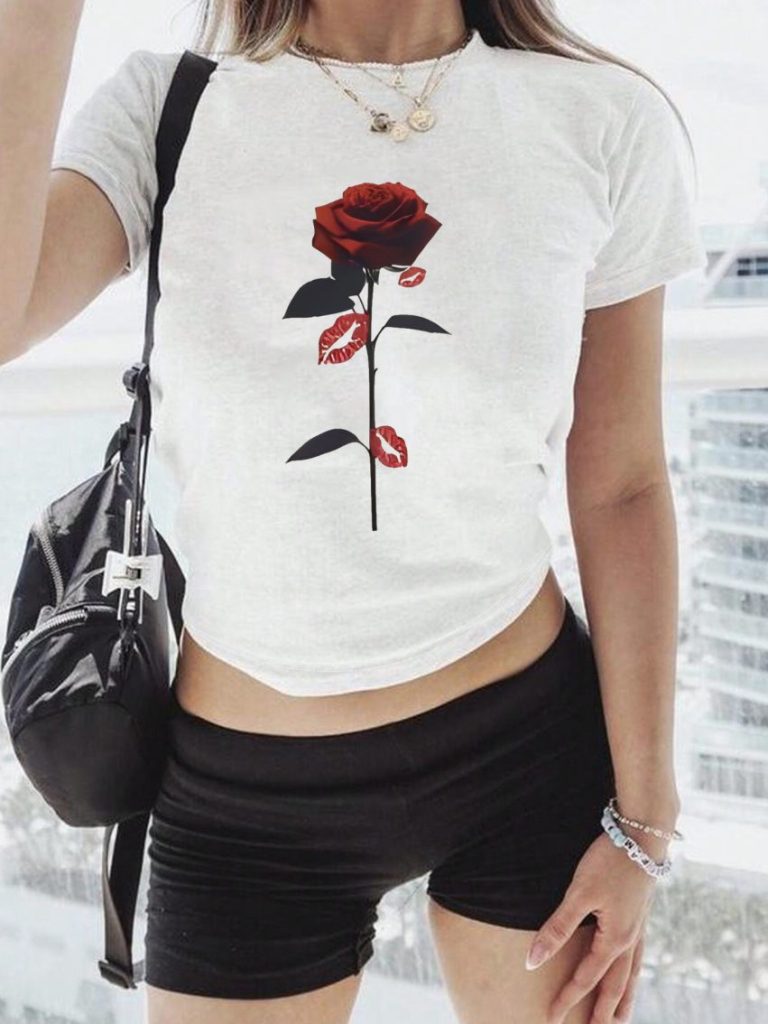 Red Floral Print Tee