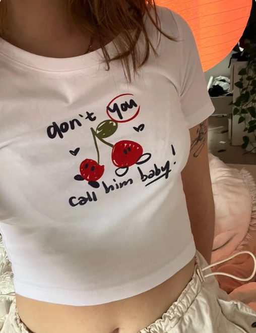 Orange Floral Print Crew Tee