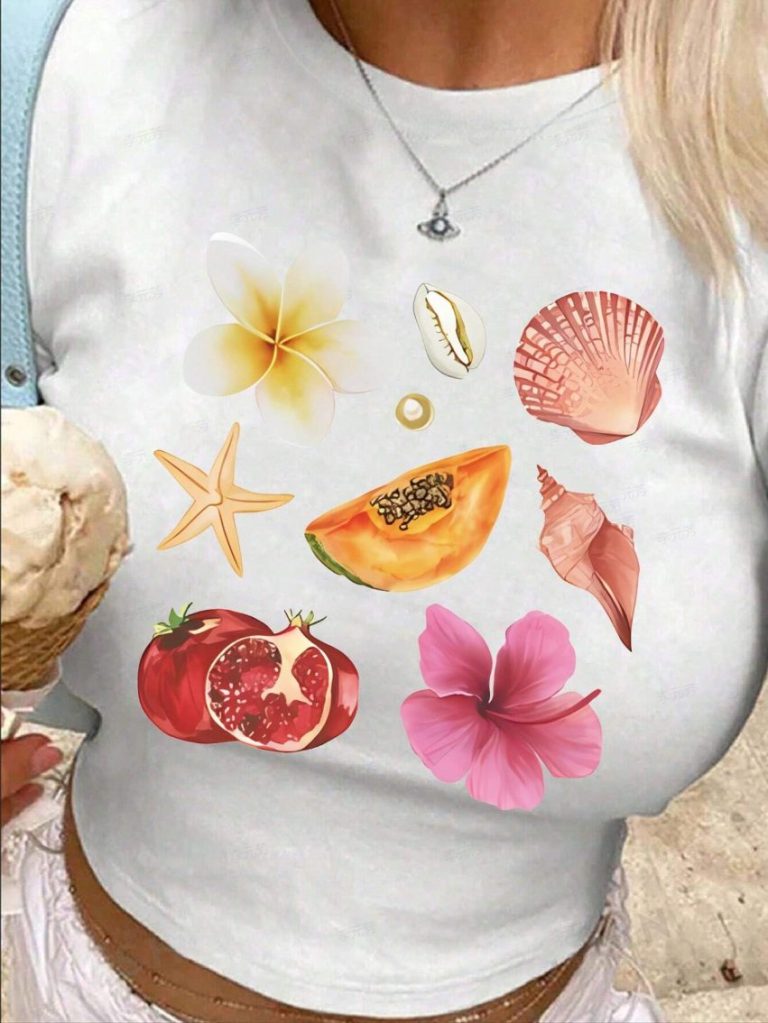 Multicolor Floral Print Crew Tee