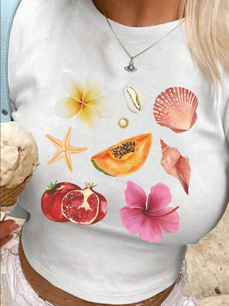 Multicolor Floral Print Crew Tee