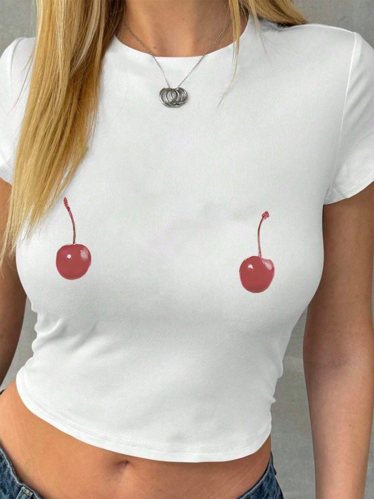 Red Smiley Print Halter Tee