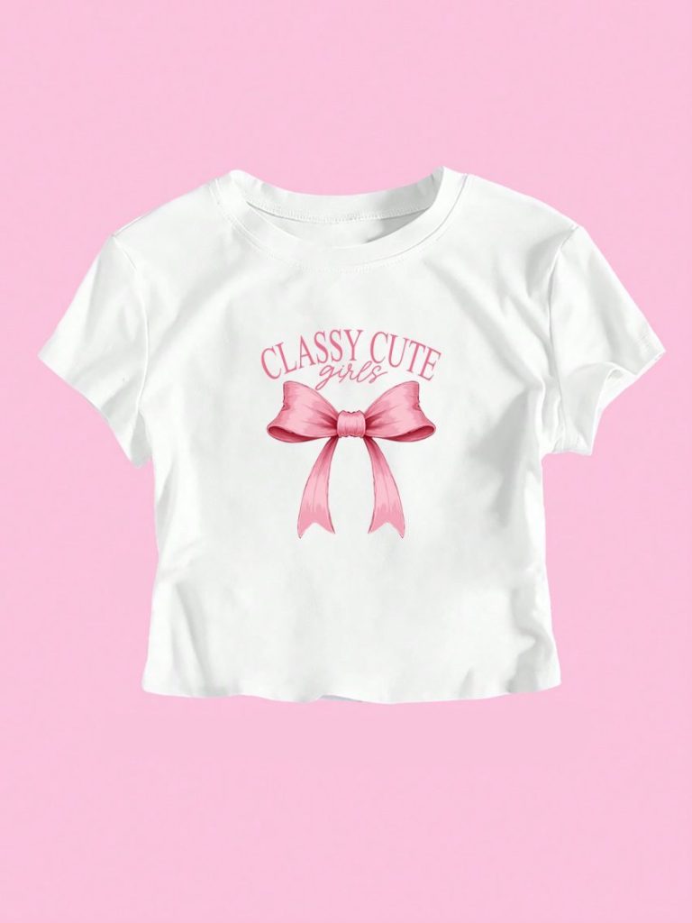 Pink Heart Print V-Neck Tee