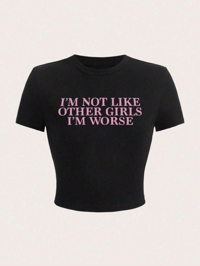 Purple Letter Print Tee