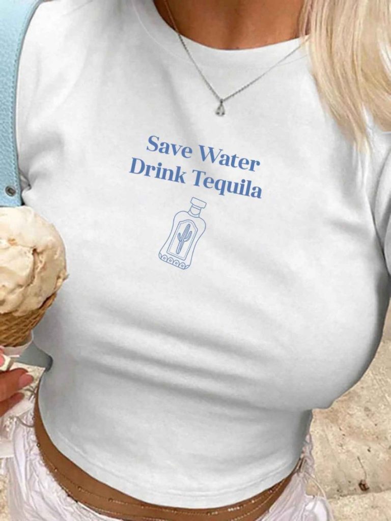 Blue Cartoon Print Halter Tee
