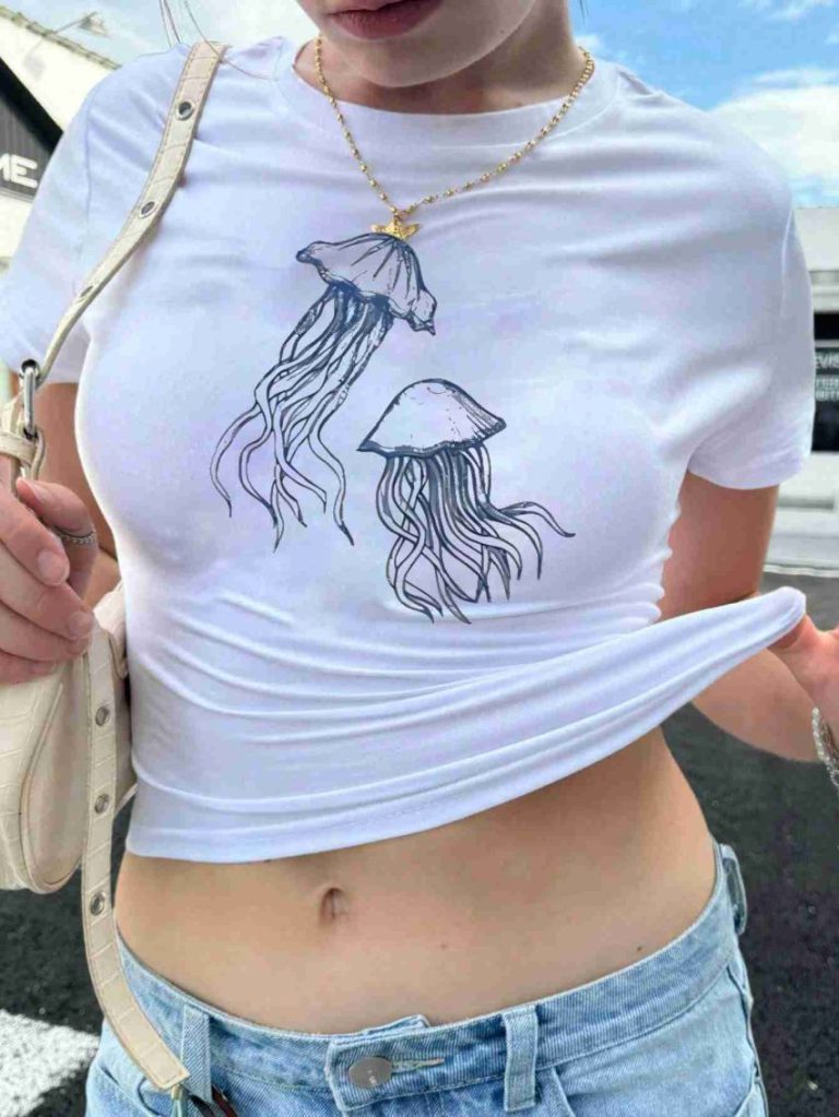 Beige Skull Print V-Neck Top