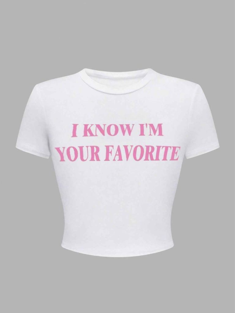 Pink Letter Print Collared Tee