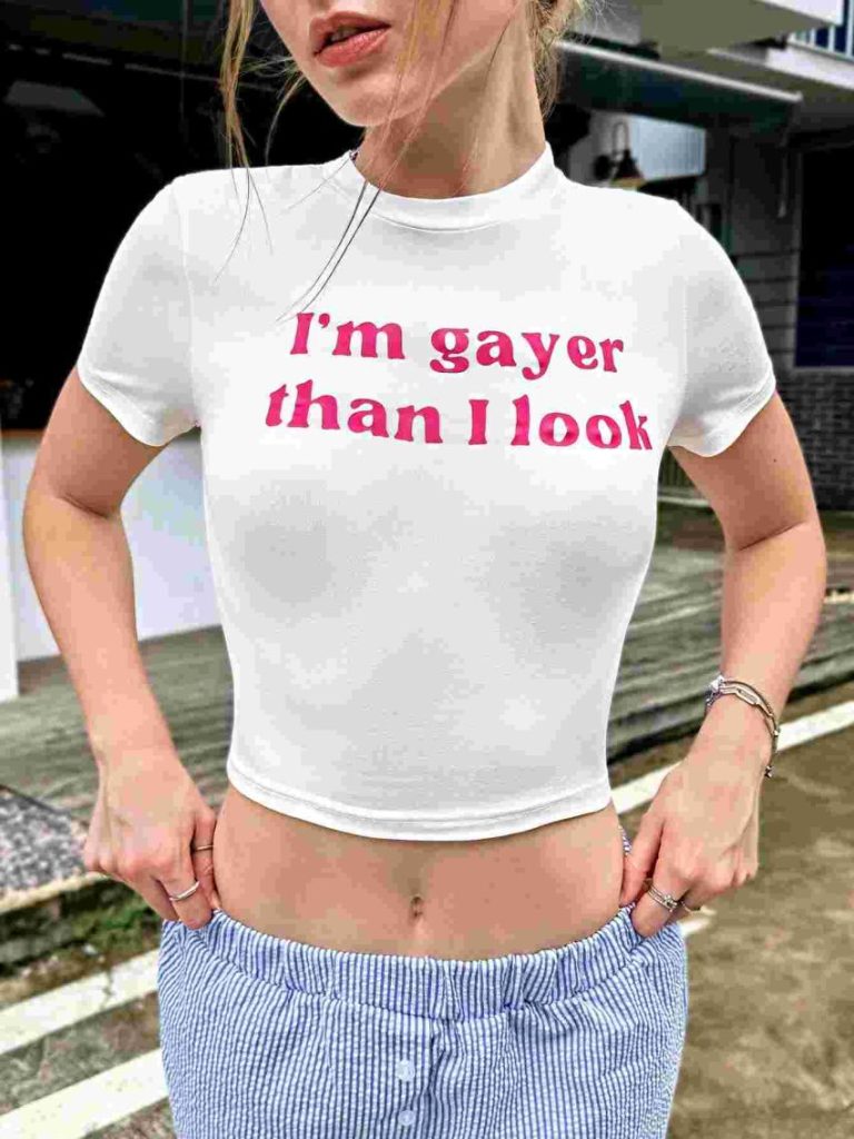Slogan Fitted Cotton Crop Tee