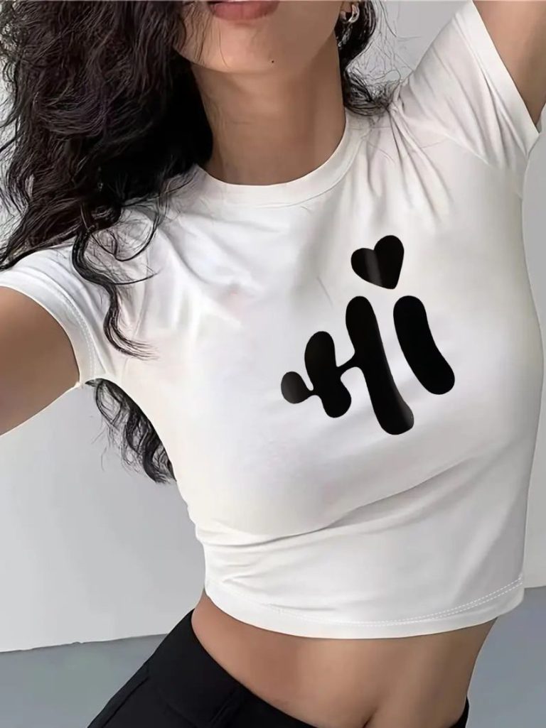 Hi Heart Fitted Cotton Crop Tee