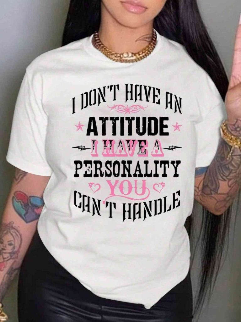 Attitude Slogan Cotton Tee