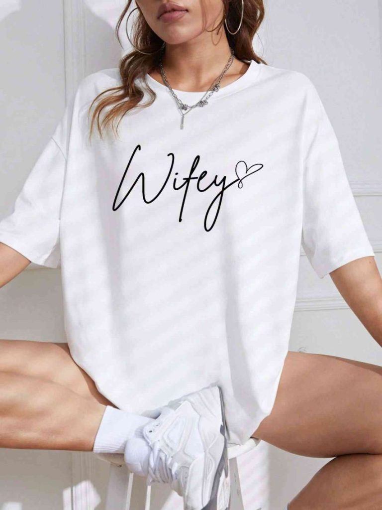 Wifey Slogan Cotton Tee