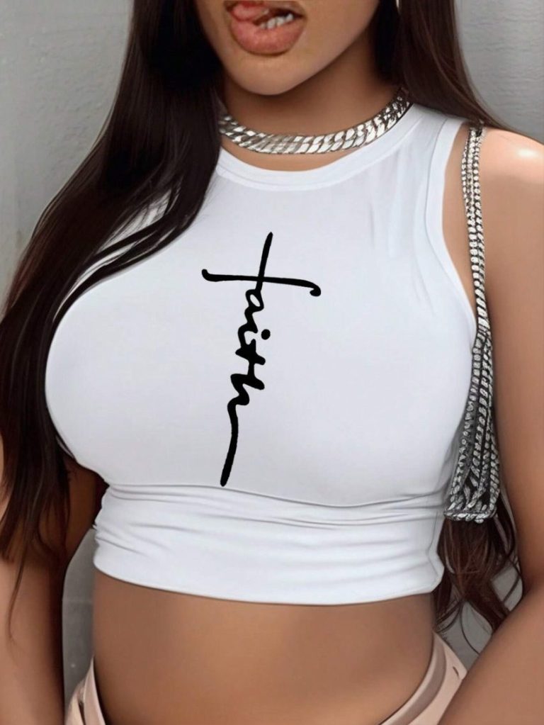Cross Print Halter Crop Top