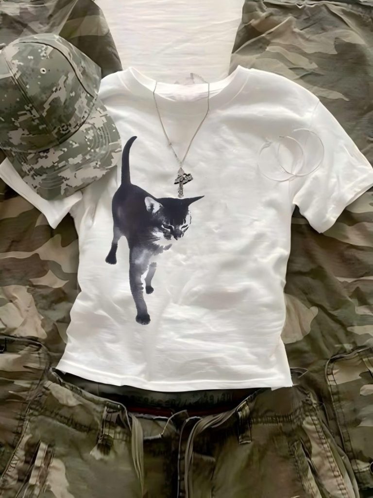 Dog Print Cotton Crewneck Tee