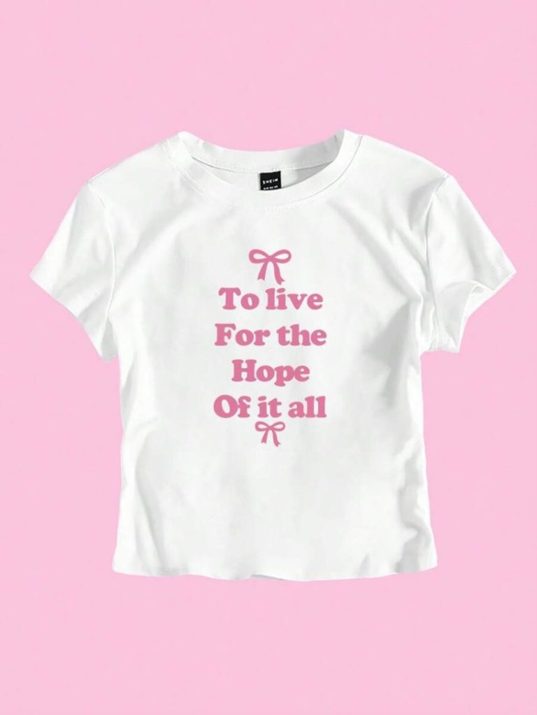 Slogan Print Cotton Crewneck Tee