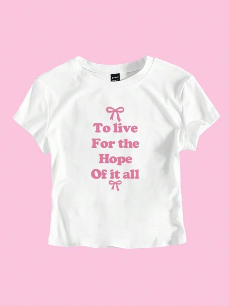 Slogan Print Cotton Crewneck Tee
