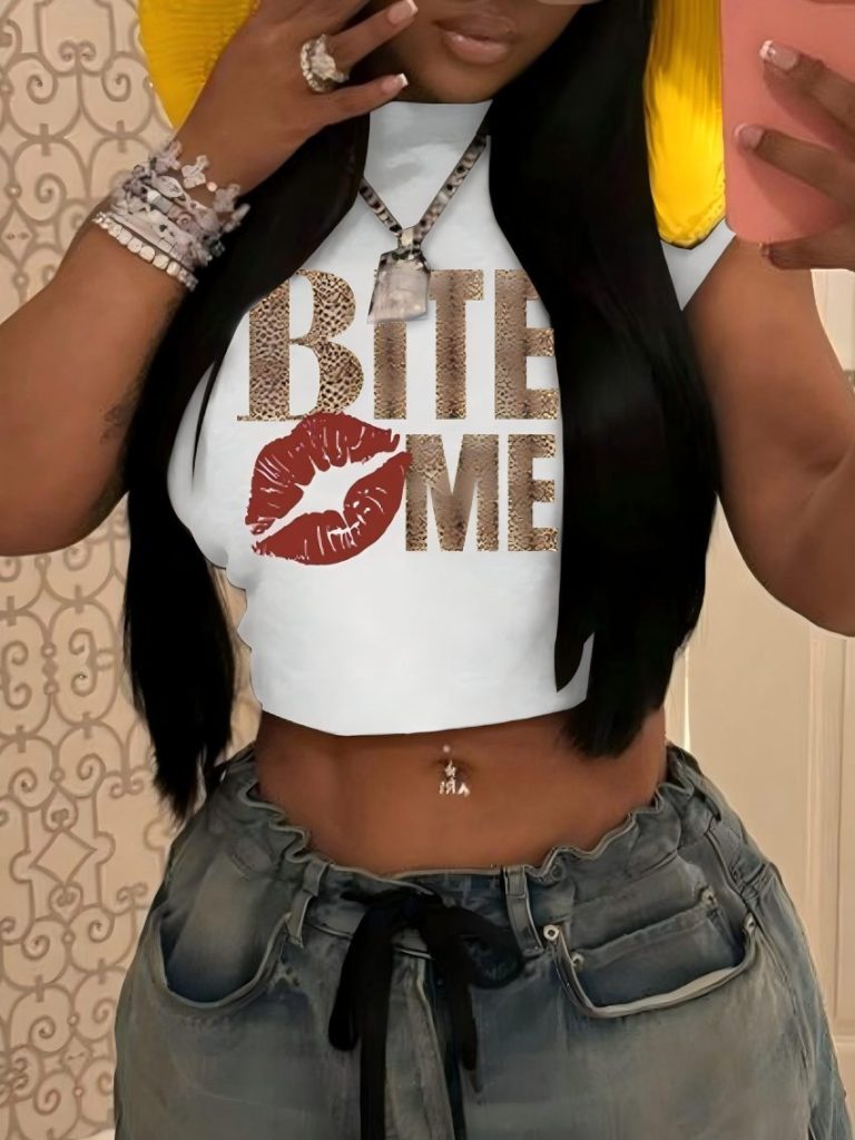 Leopard Lips Crop Tee