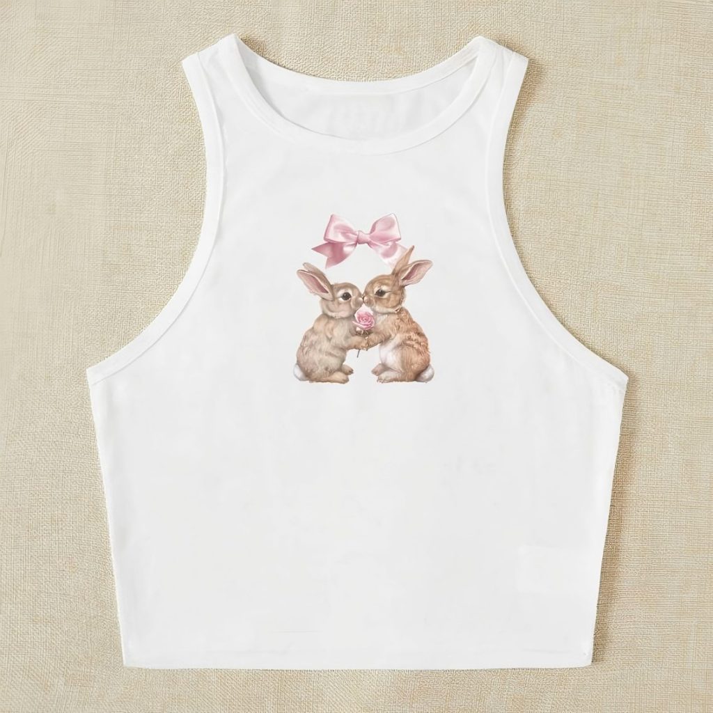 Bunny Bow Graphic Tank