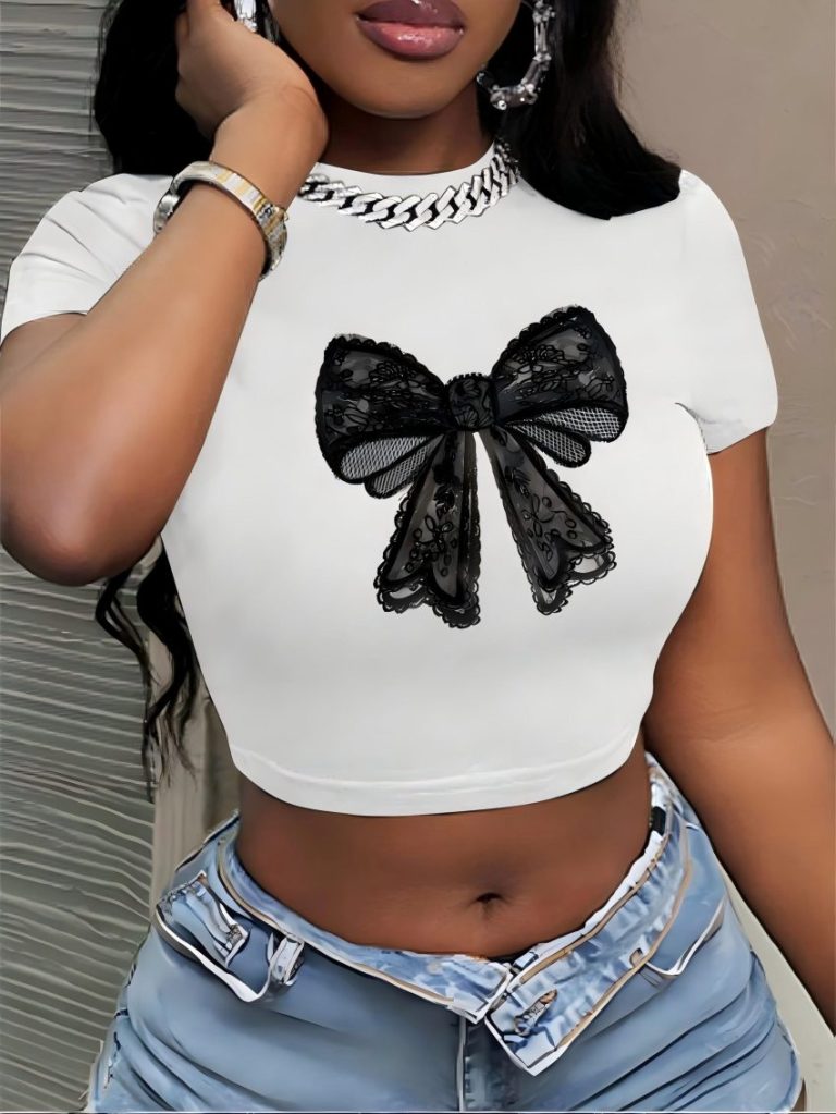 Lace Bow White Crop