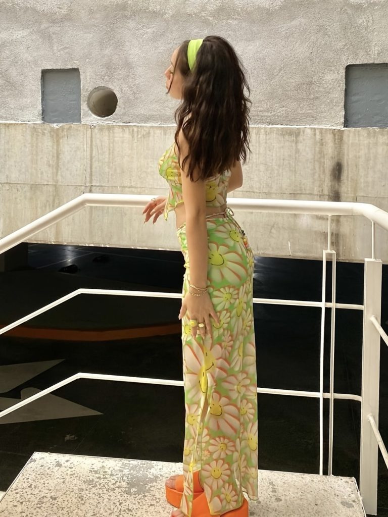 Green Floral One-Shoulder Maxi Set
