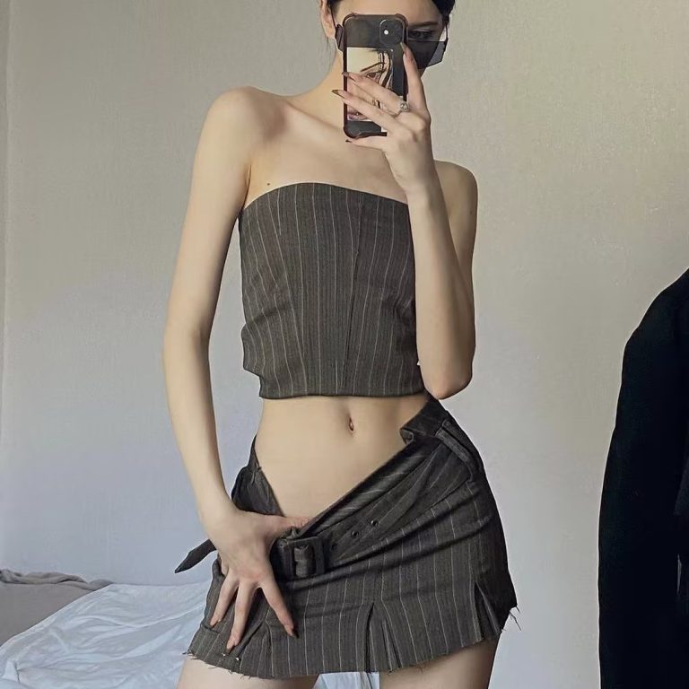 Black Strapless Cutout Mini Set