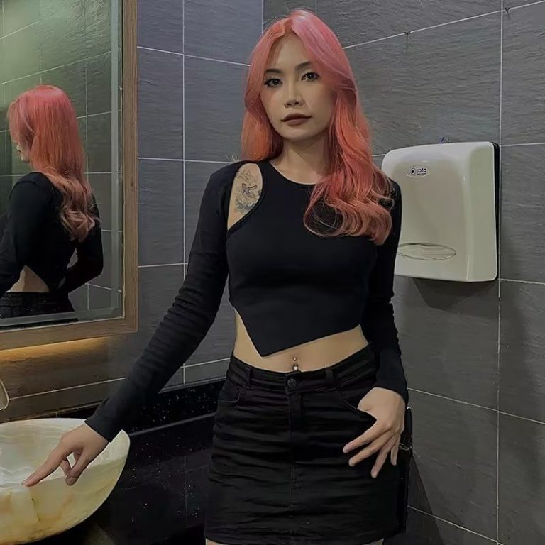 Black Asymmetric Off-Shoulder Top