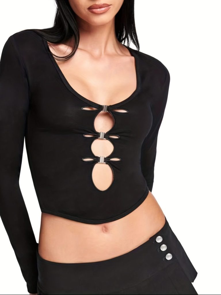 Black Cutout Detail Bodysuit