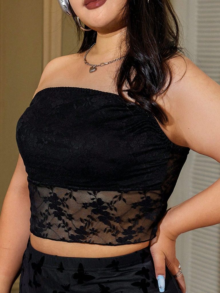 Black Lace Fitted Corset Top