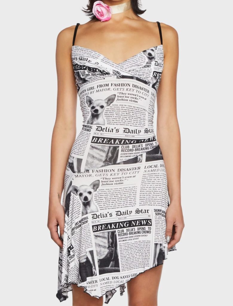 Newspaper Print Mini Dress
