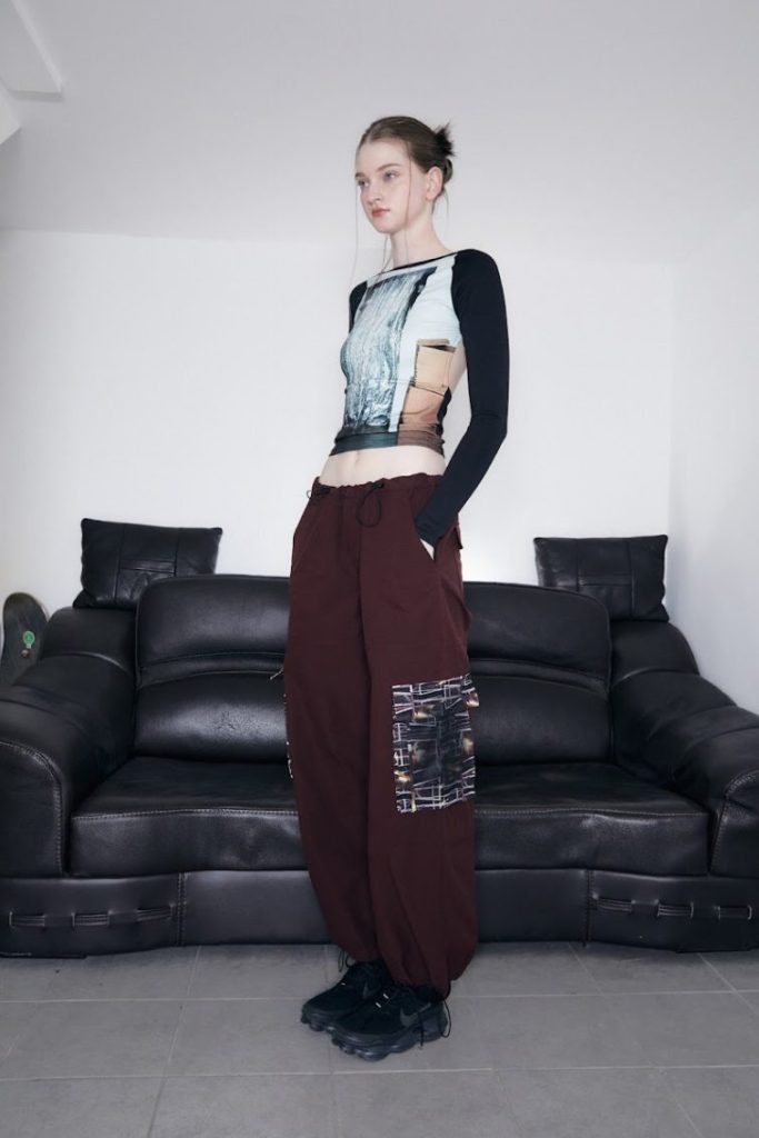Black Long-Sleeve Print Top