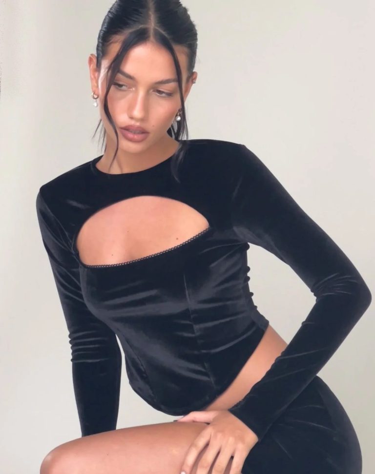Black Front-Cutout Bodysuit