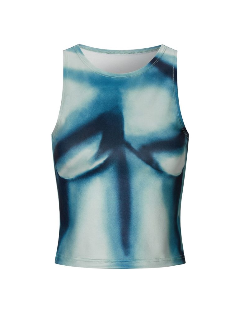 Blue Abstract-Print Tank Top