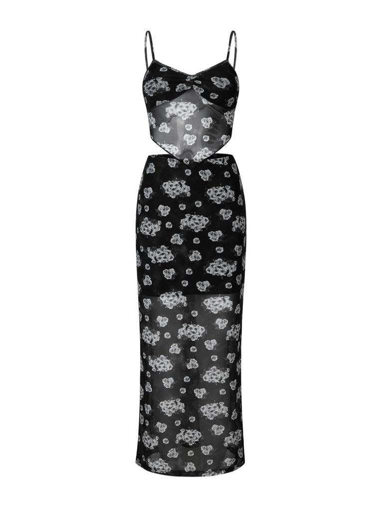 Black Sequin Plunge Maxi Set