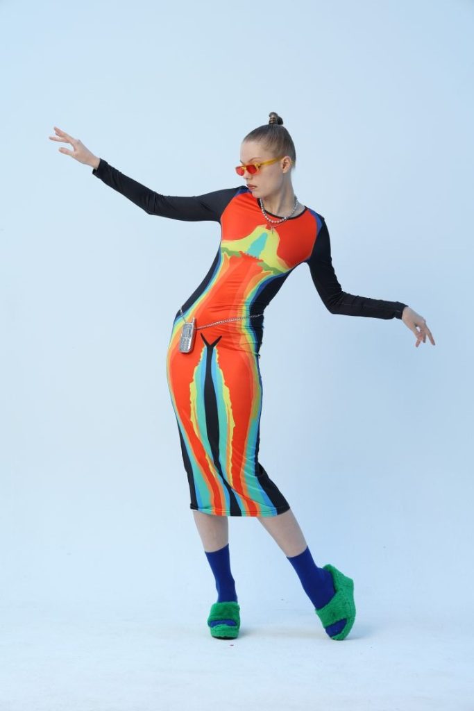 Rainbow Stripe Bodycon Maxi Dress