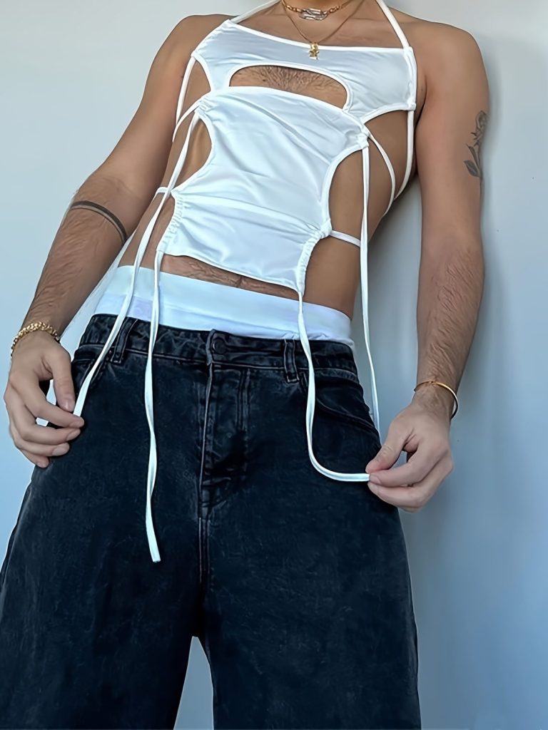 White Lace-Up Bustier Top