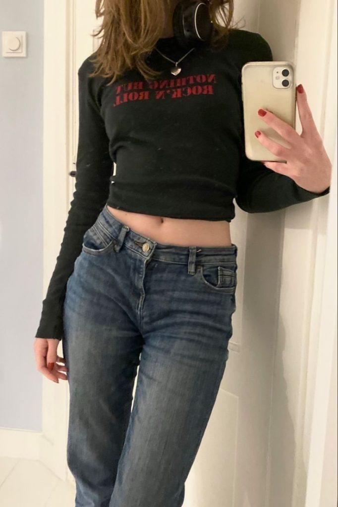 Rock N Roll Graphic Long-Sleeve Top