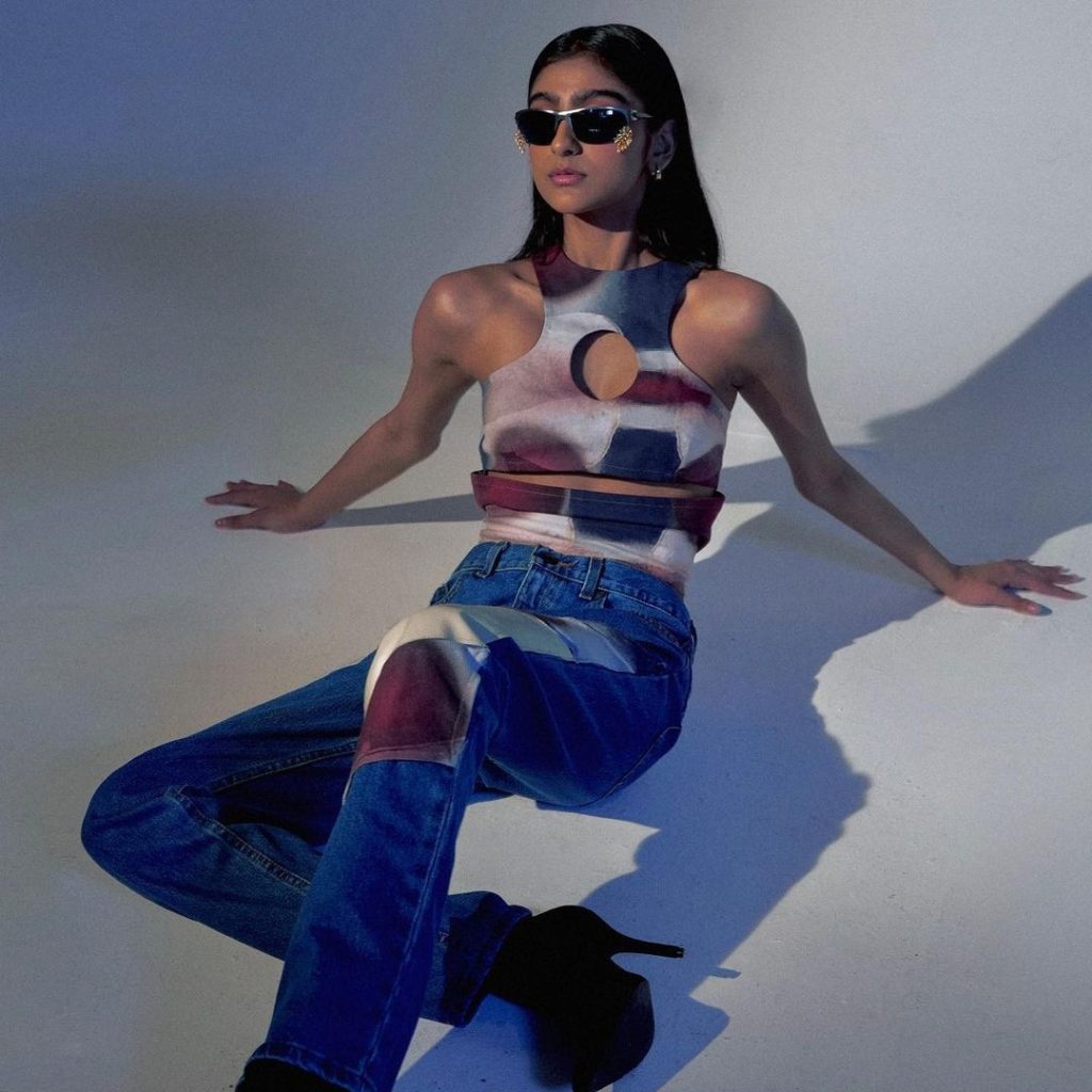 Abstract Striped Halter Crop Top