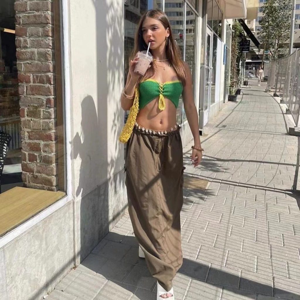 Green Knit Crop Top
