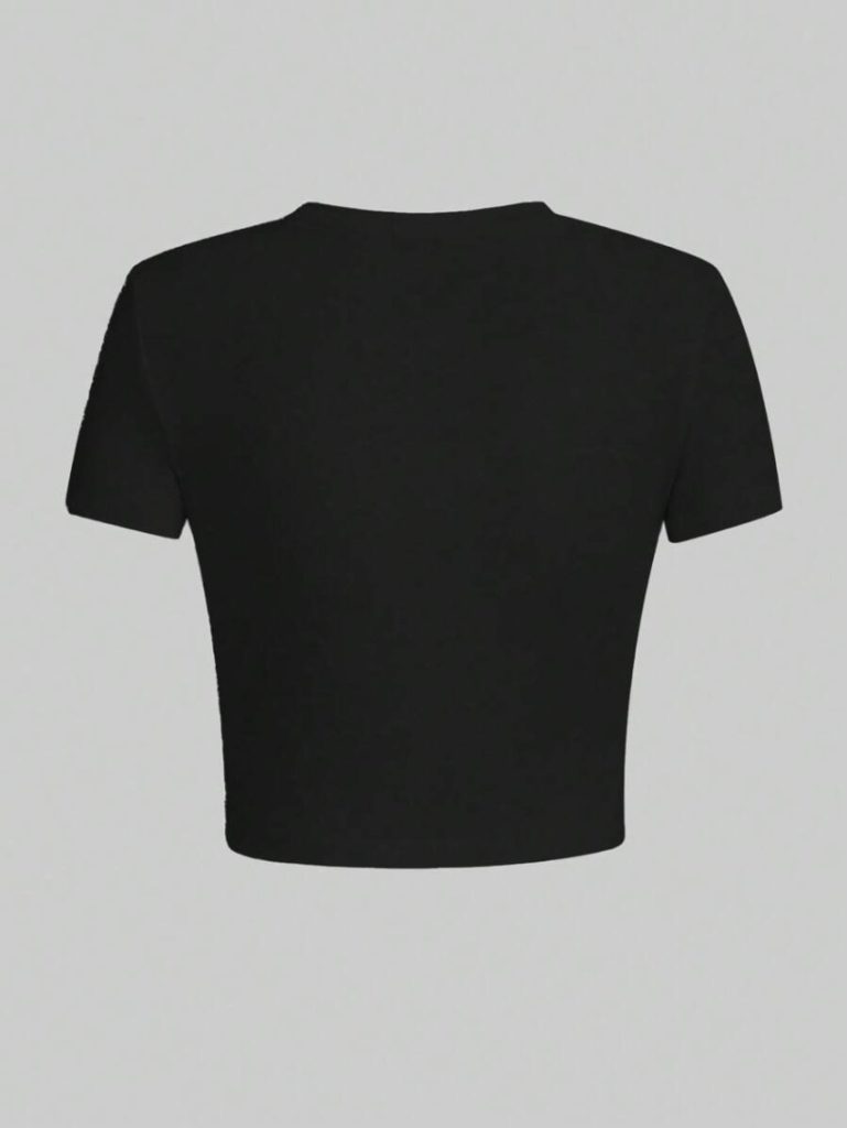 Black Short Sleeve Crop Top