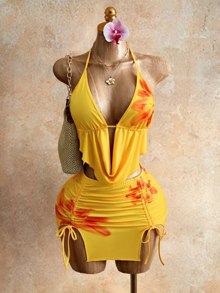 Floral Halter Crop Skirt Set