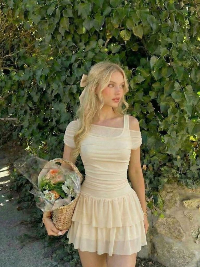 Elegant Ruched Tiered Mini Dress