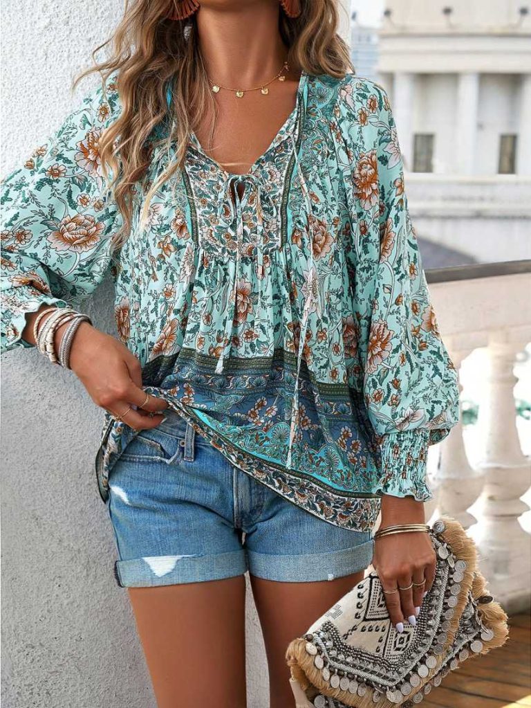Bohemian Floral Print Blouse