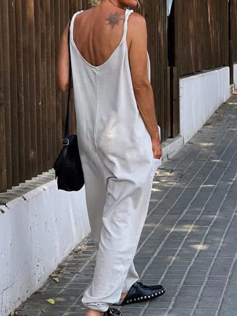 Linen Halter Wide-Leg Jumpsuit