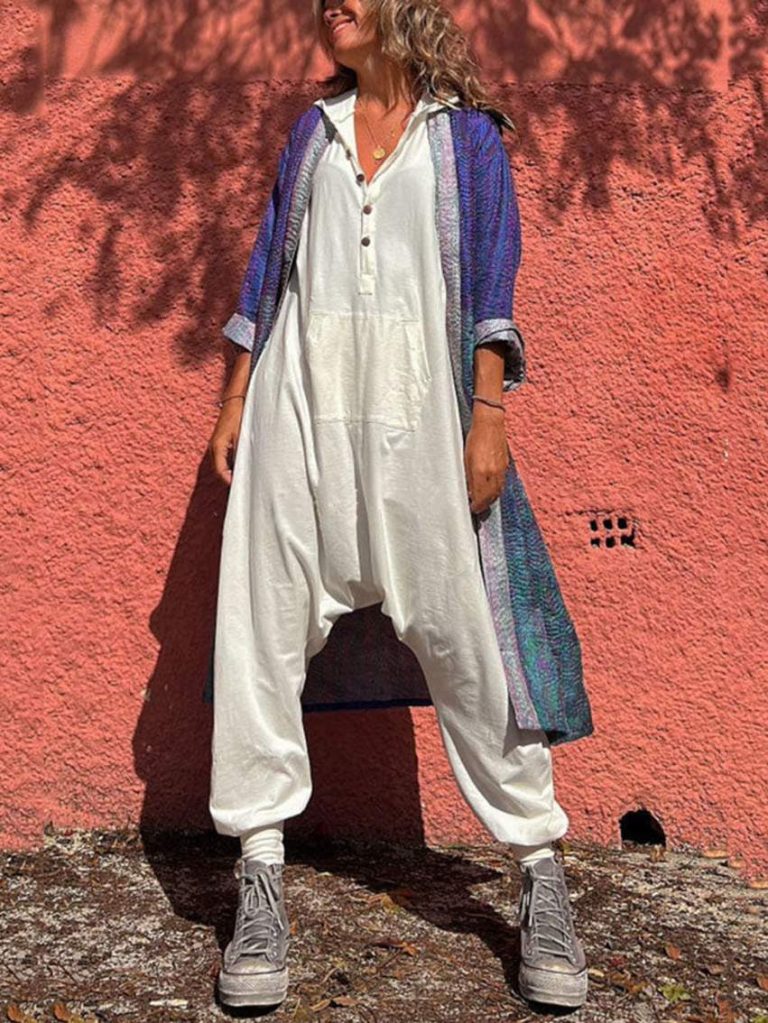 White Linen Harem Jumpsuit