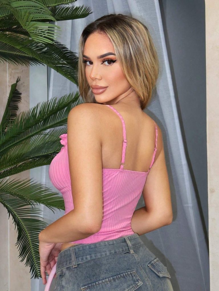 Pink Ribbed Bustier Cami